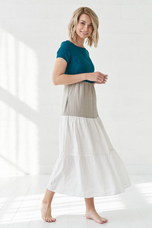 Image 4 of Linen summer dress with short sleeves made from natural linen Judit from Baltic Linen